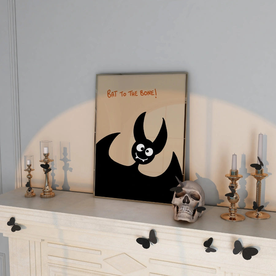 Funny Bat Halloween Print – Bat to the Bone Wall Art
