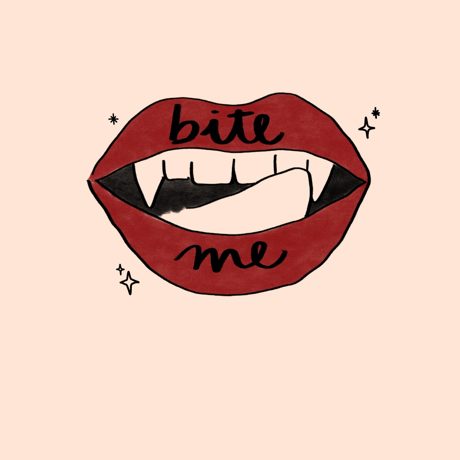 Bite Me Vampire Lips Print – Halloween Gothic