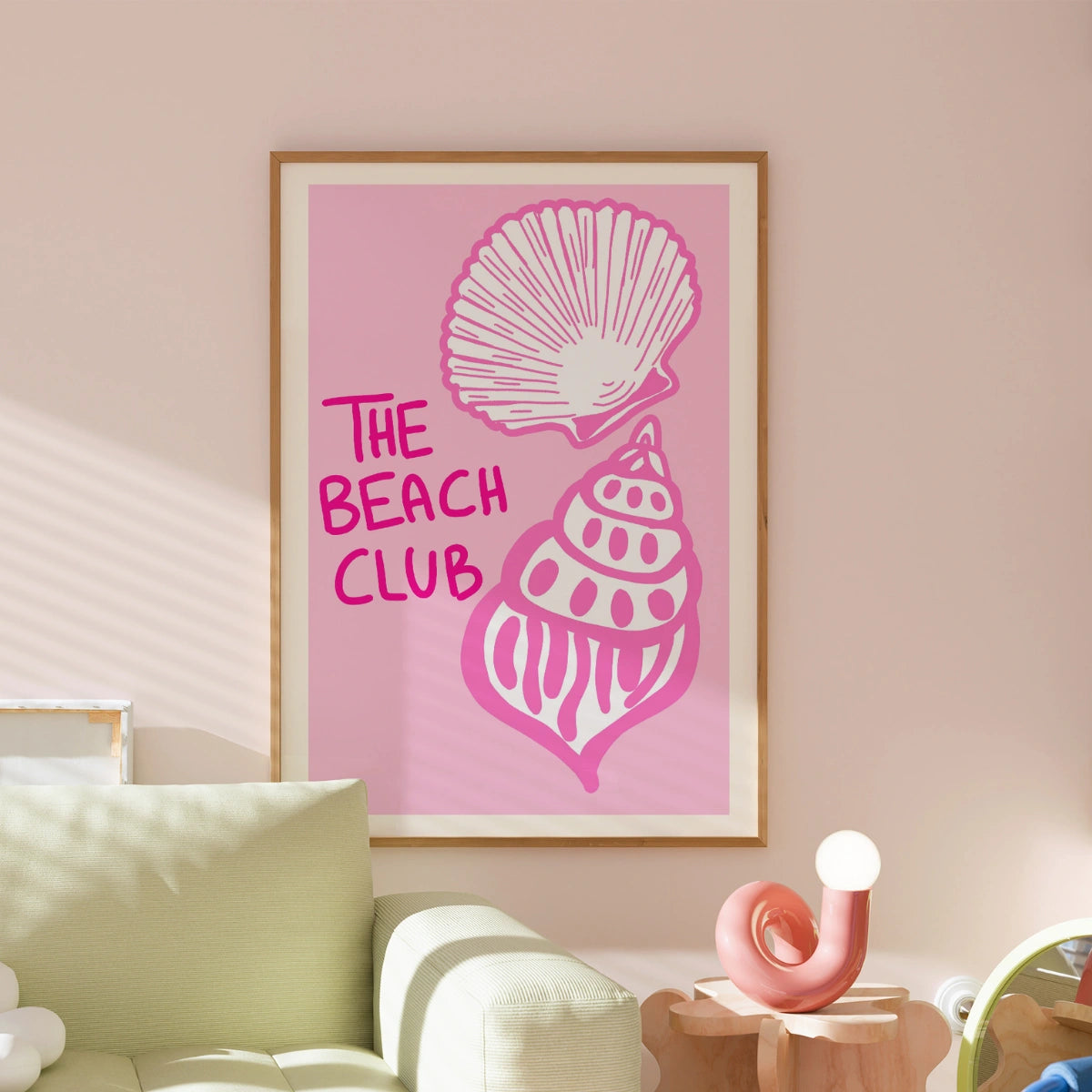 The Beach Club Wall Art Print - Pink Coastal Seashell Poster