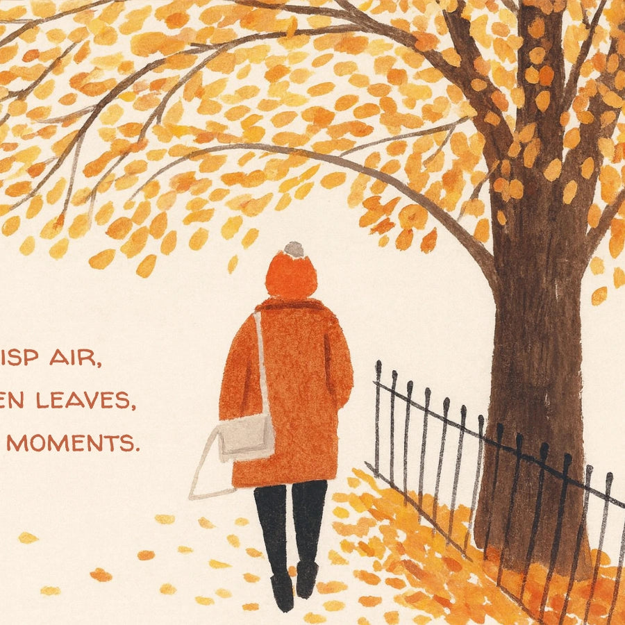 Golden Autumn Leaves Wall Art - Cozy Fall Quote Print