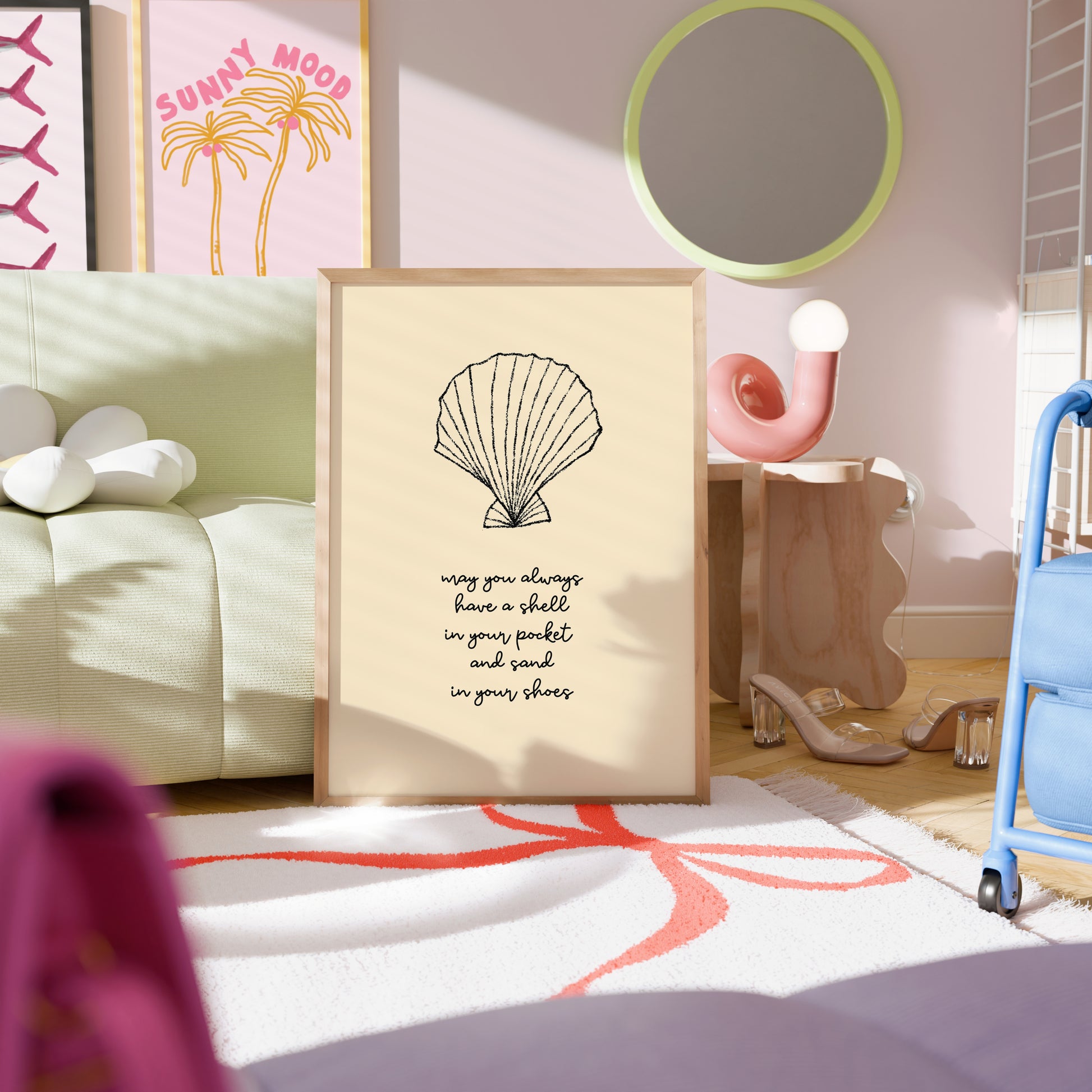 Yellow Shell Wall Art - Trendy Coastal Print