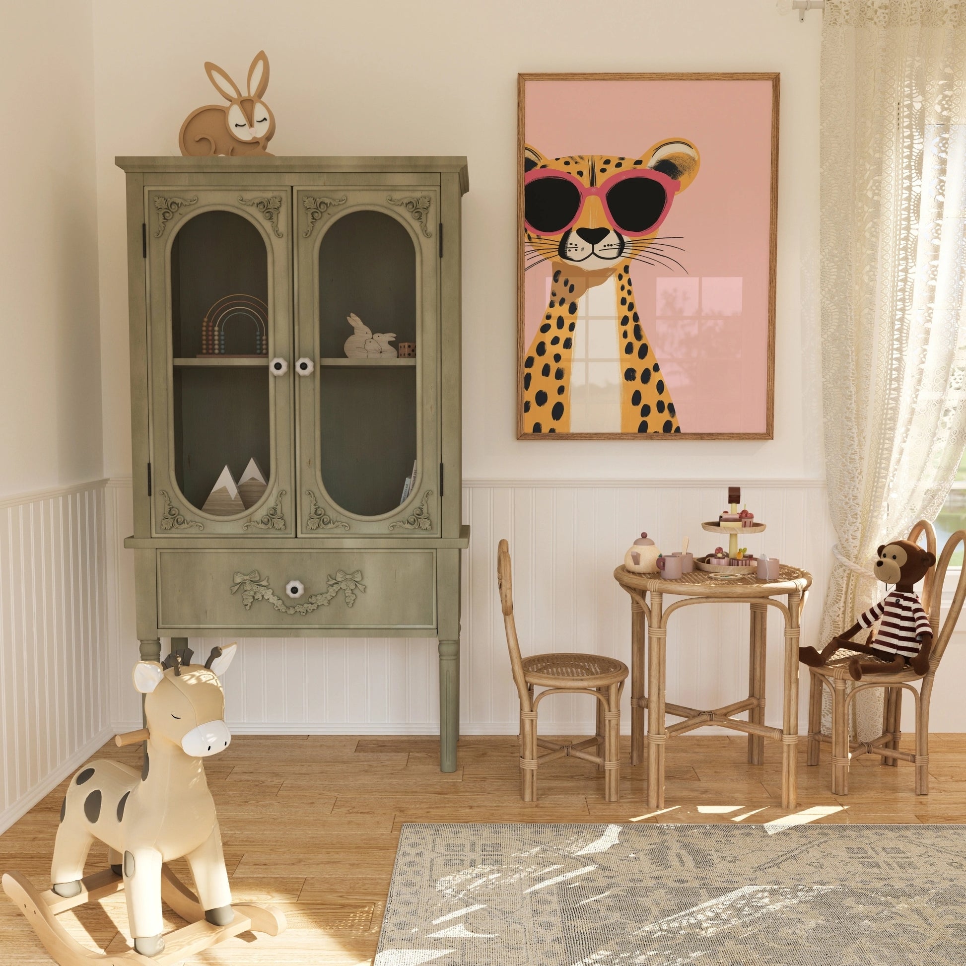 Cool Cheetah Wall Art - Pink Jungle Safari Animal Print