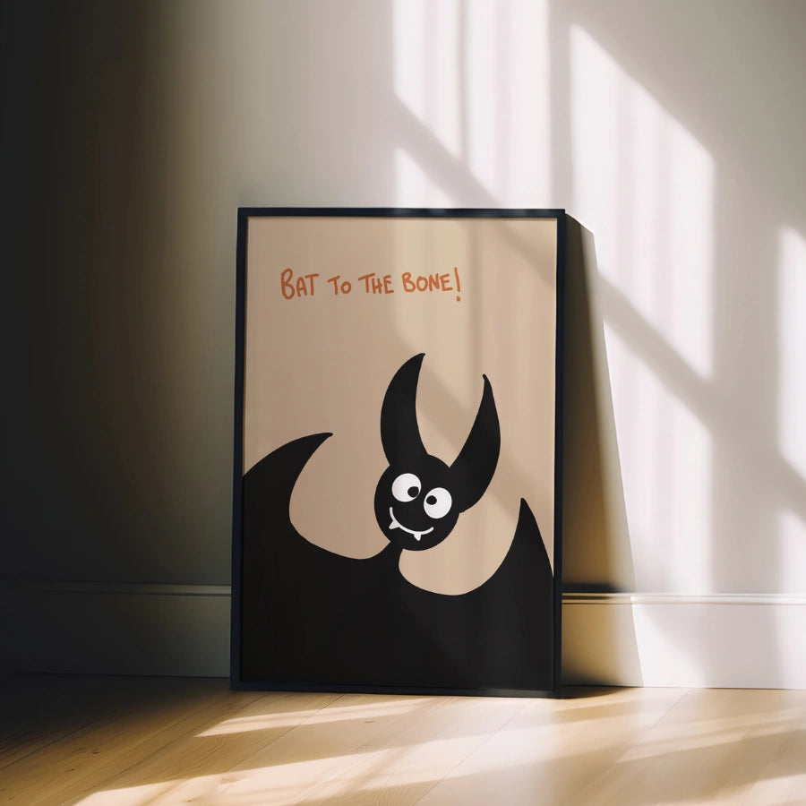 Funny Bat Halloween Print – Bat to the Bone Wall Art