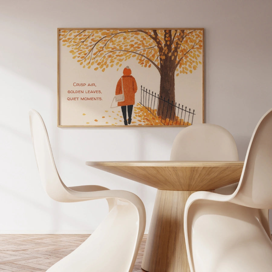 Golden Autumn Leaves Wall Art - Cozy Fall Quote Print