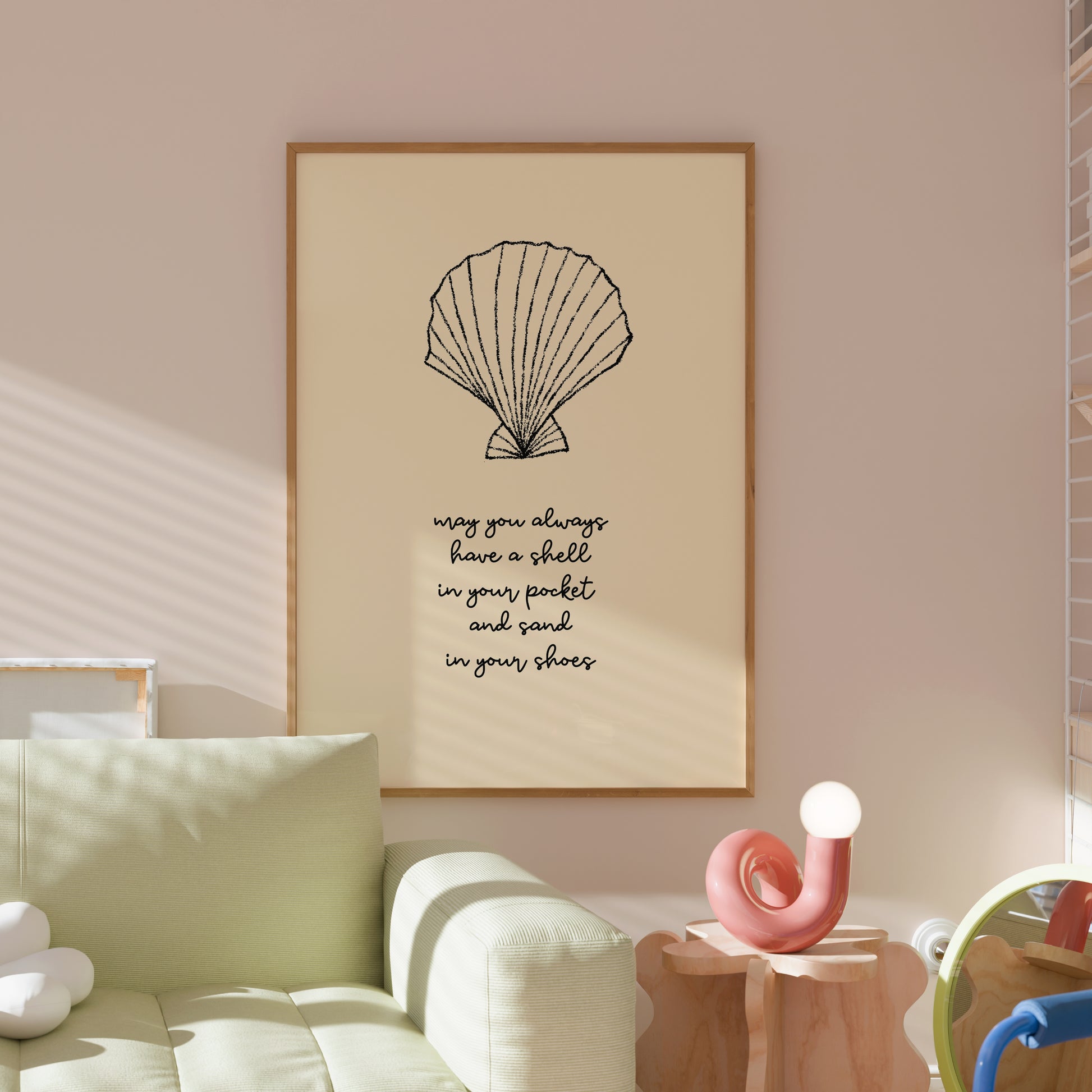 Yellow Shell Wall Art - Trendy Coastal Print