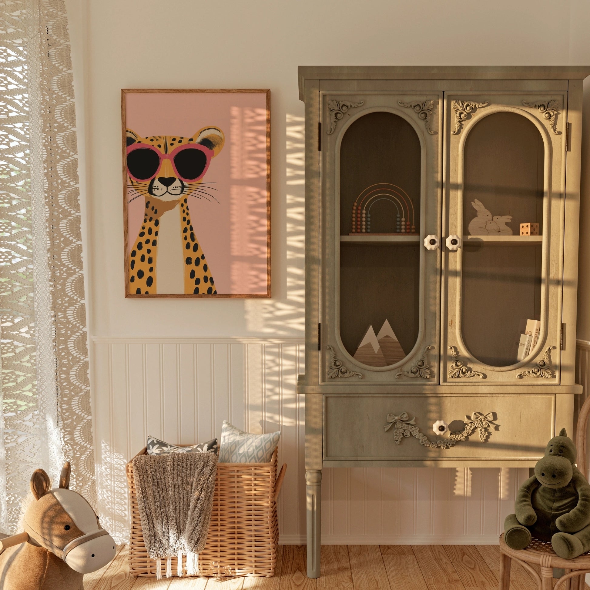 Cool Cheetah Wall Art - Pink Jungle Safari Animal Print