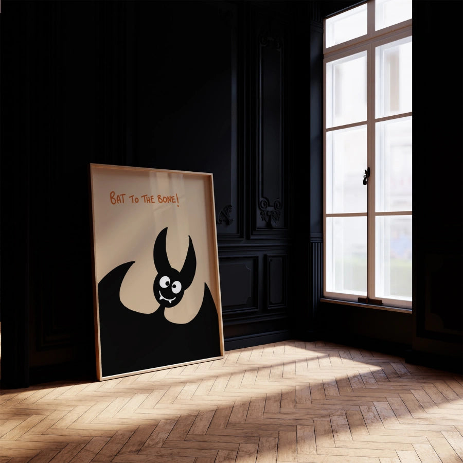 Funny Bat Halloween Print – Bat to the Bone Wall Art