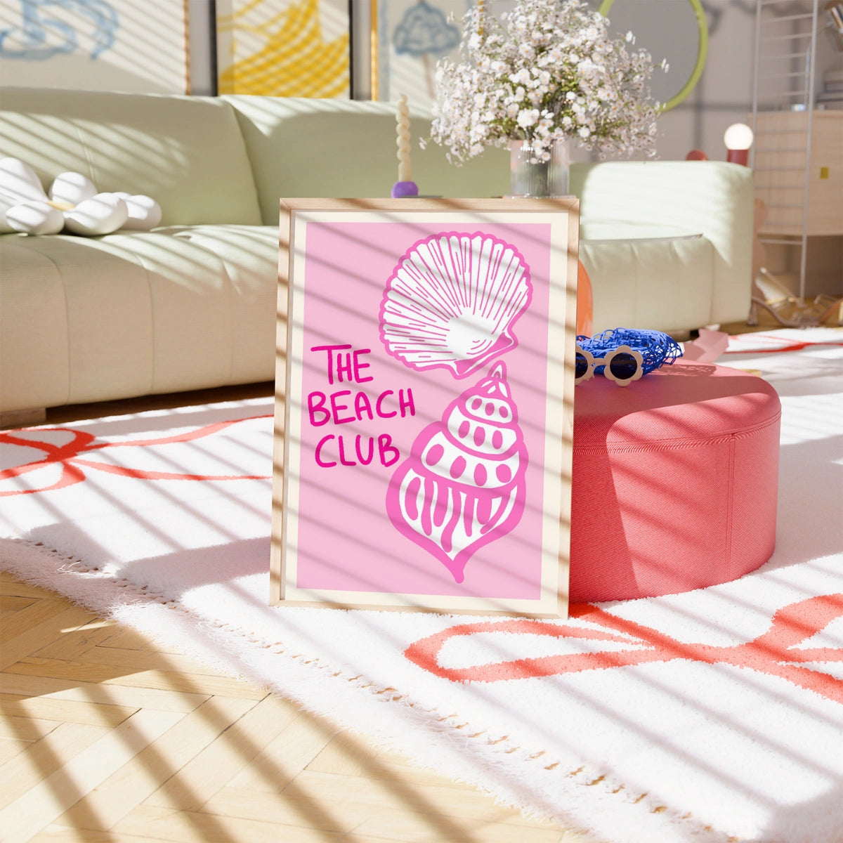 The Beach Club Wall Art Print - Pink Coastal Seashell Poster