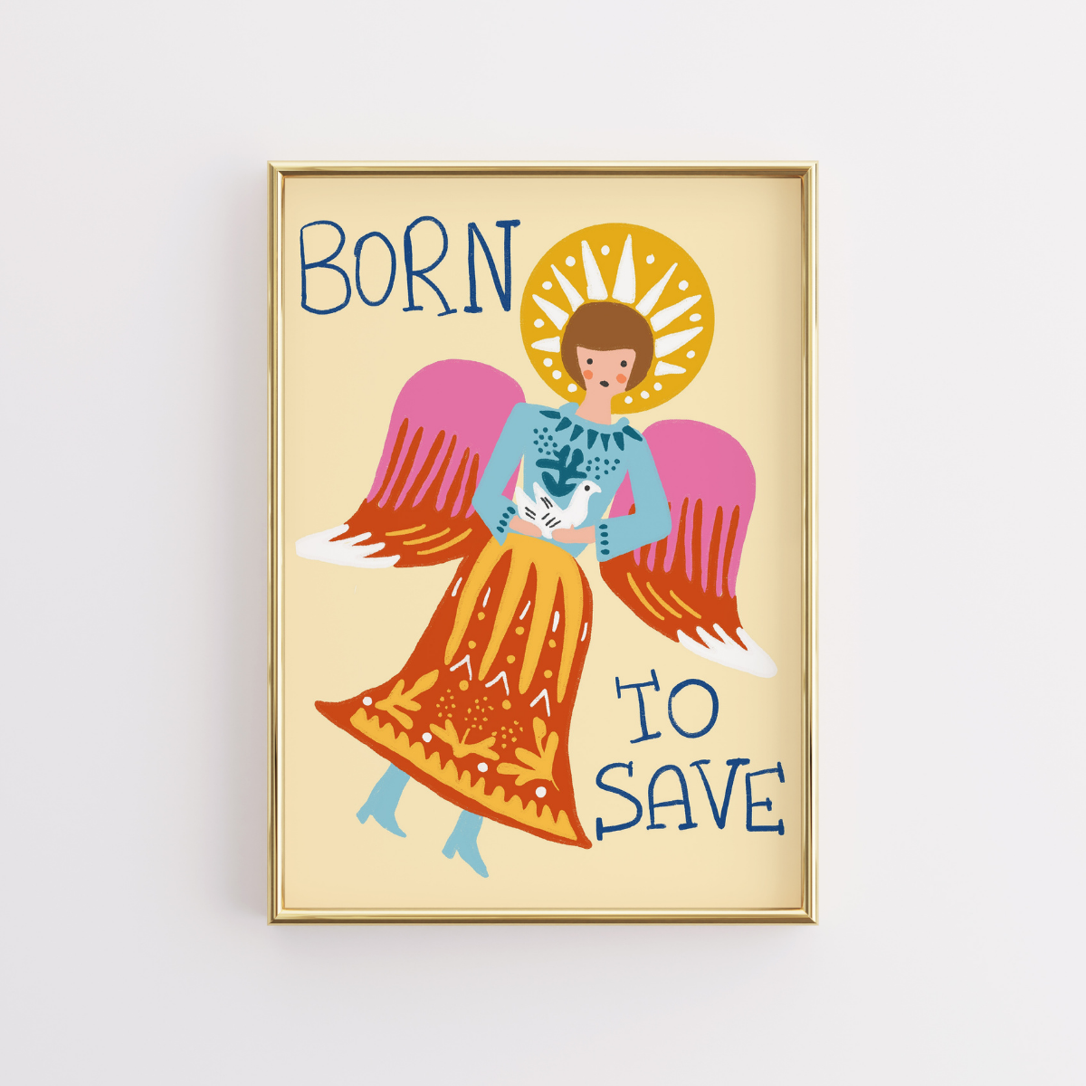 Born to Save Angel Print – Trendy Christian Wall Art