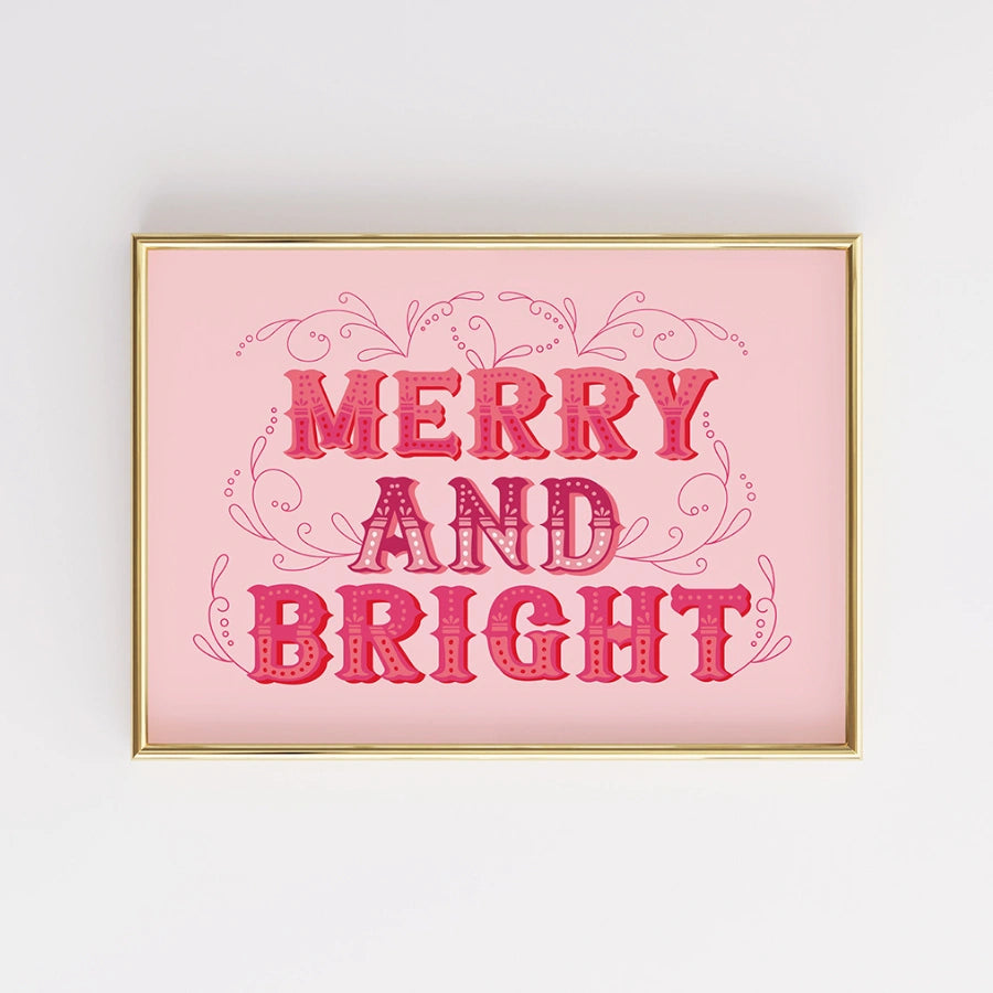 Arte murale natalizia allegra e luminosa – Stampa tipografica festosa e audace