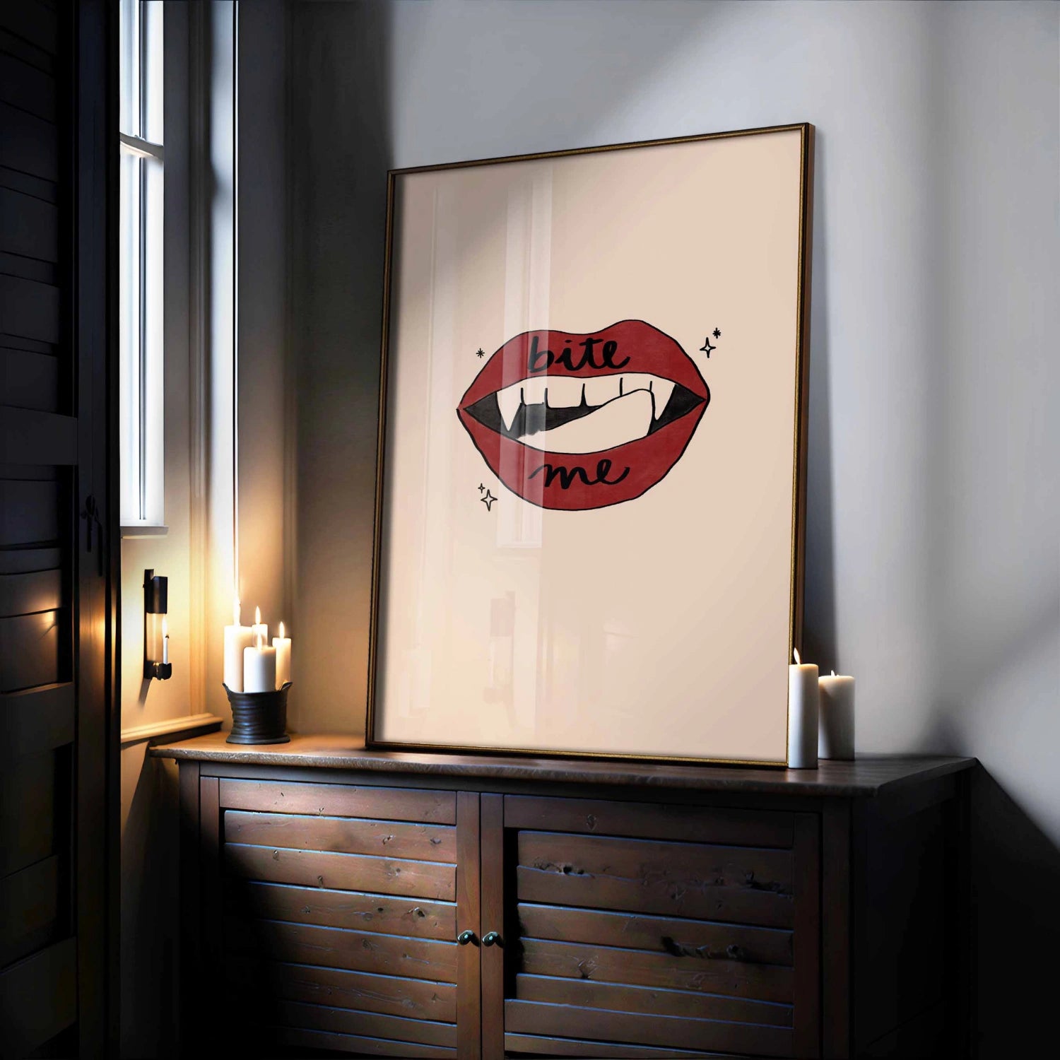Bite Me Vampire Lips Print – Halloween Gothic