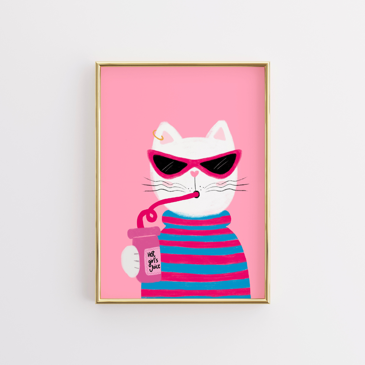 Coole Katzen-Wandkunst – Lustiger rosa Katzendruck