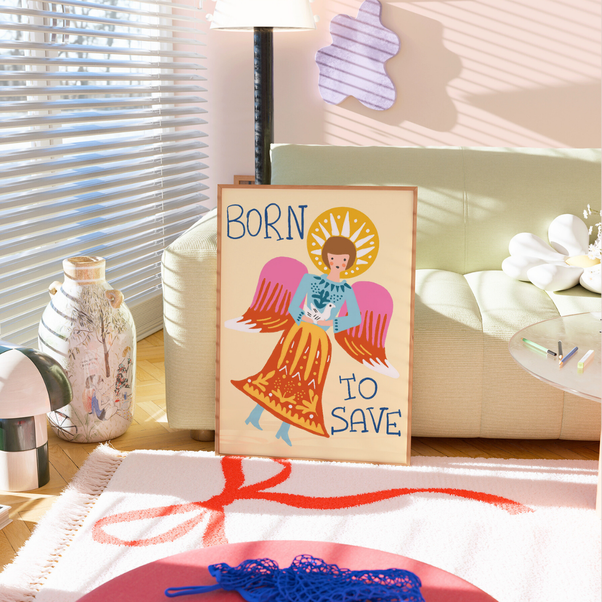 Born to Save Angel Print – Trendy Christian Wall Art