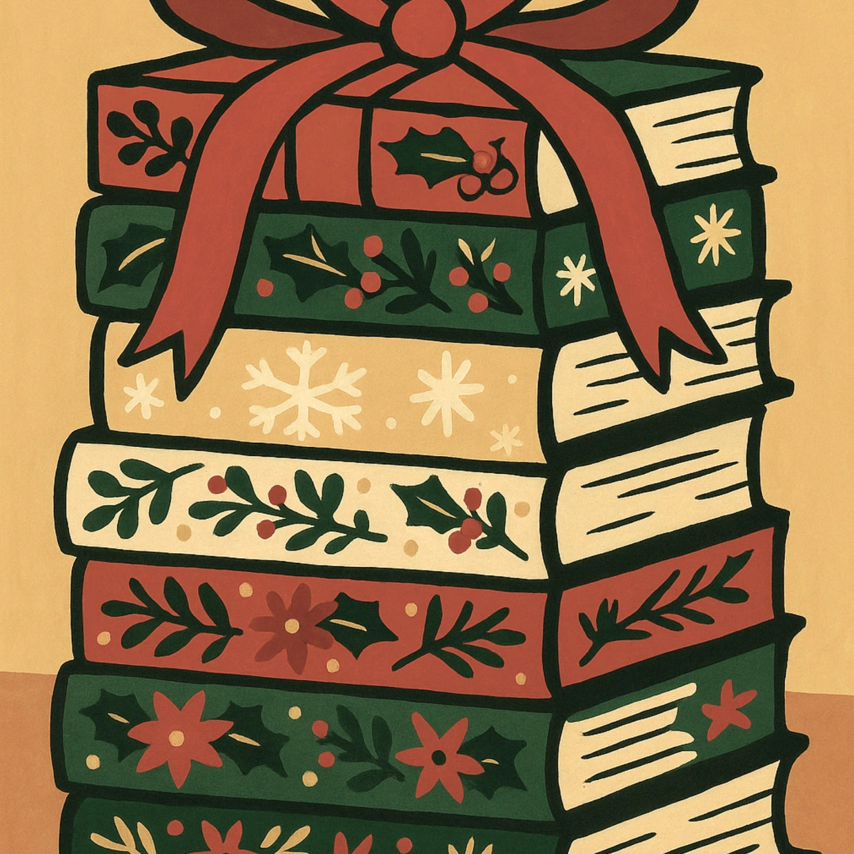 Arte murale con libri di Natale