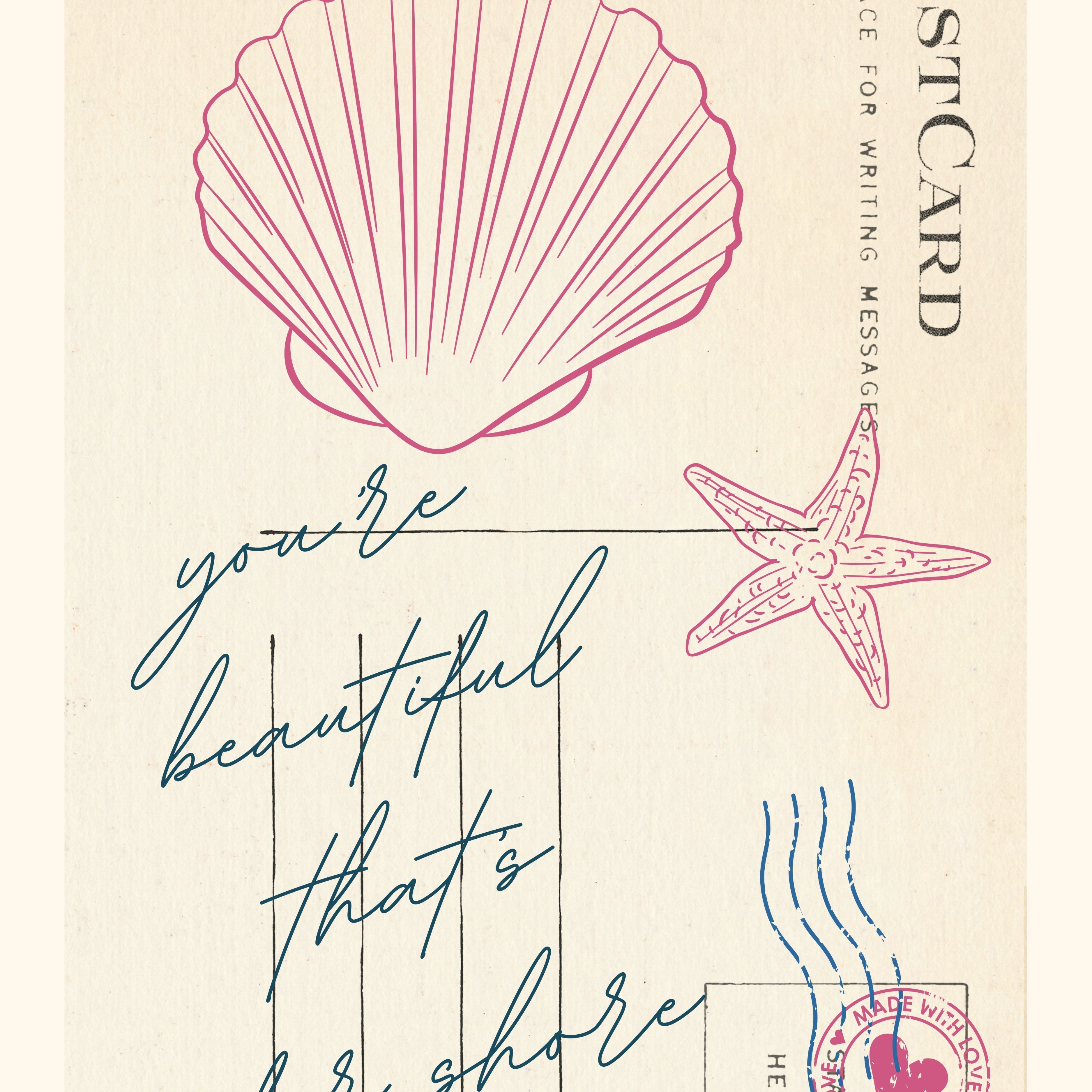 Summer postcard Wall Art - Trendy Coastal Print