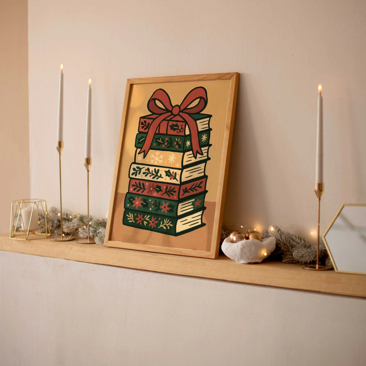 Arte murale con libri di Natale