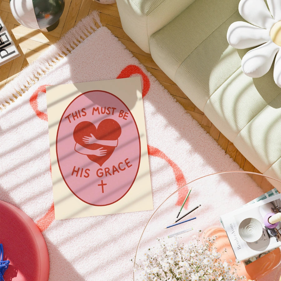 His Grace Wall Art – Stampa d'amore cristiano, decorazione con citazioni bibliche