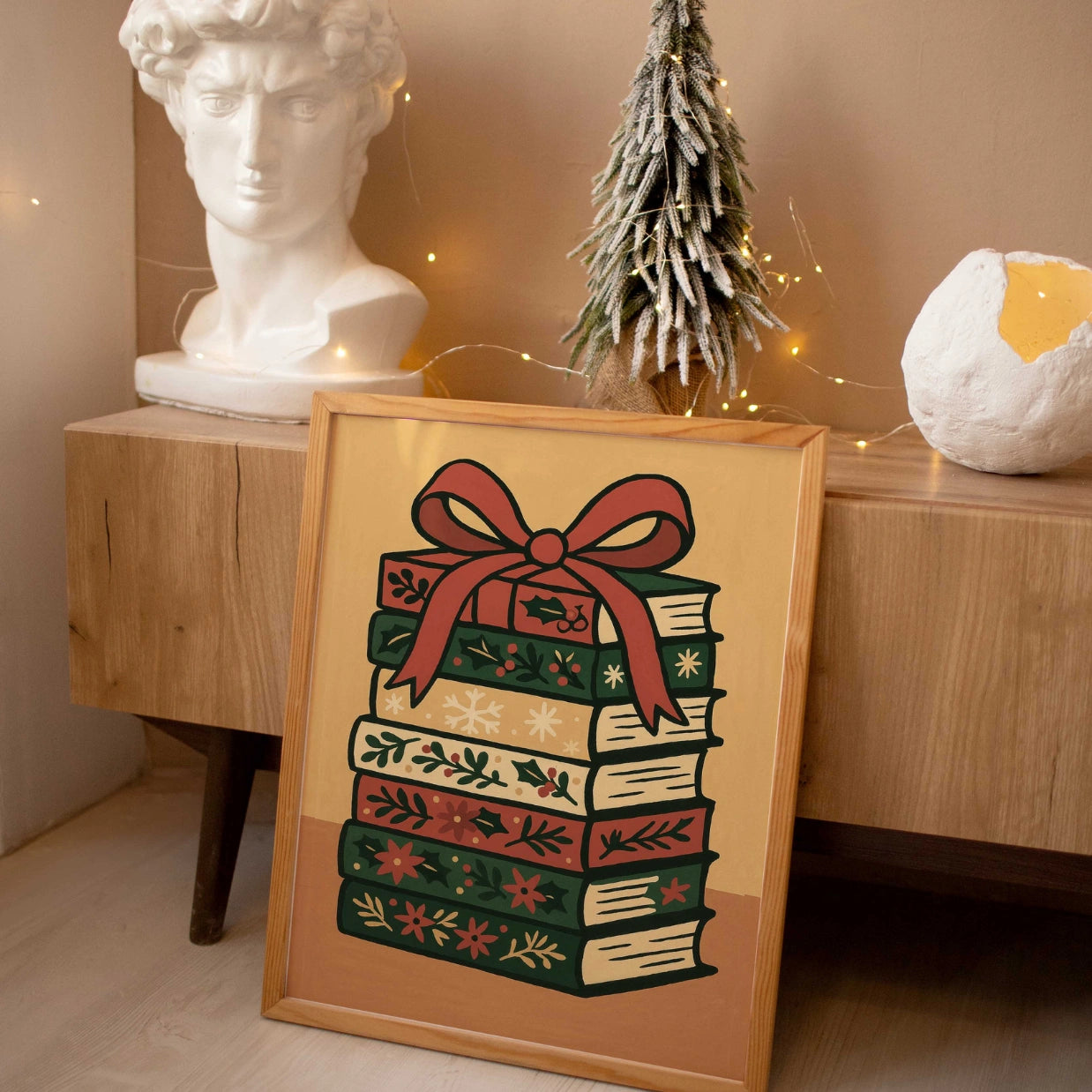 Arte murale con libri di Natale