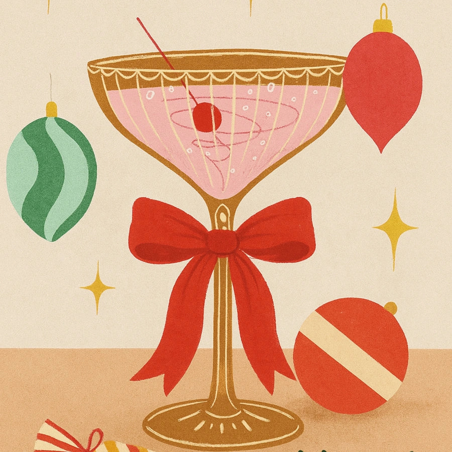 Drink and Be Merry Wall Art – Retro Christmas Cocktail Print