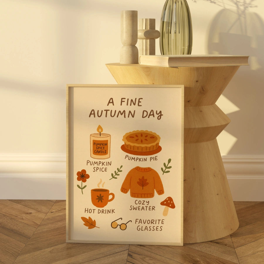 Pumpkin Spice Autumn Wall Art – Cozy Fall Home Decor