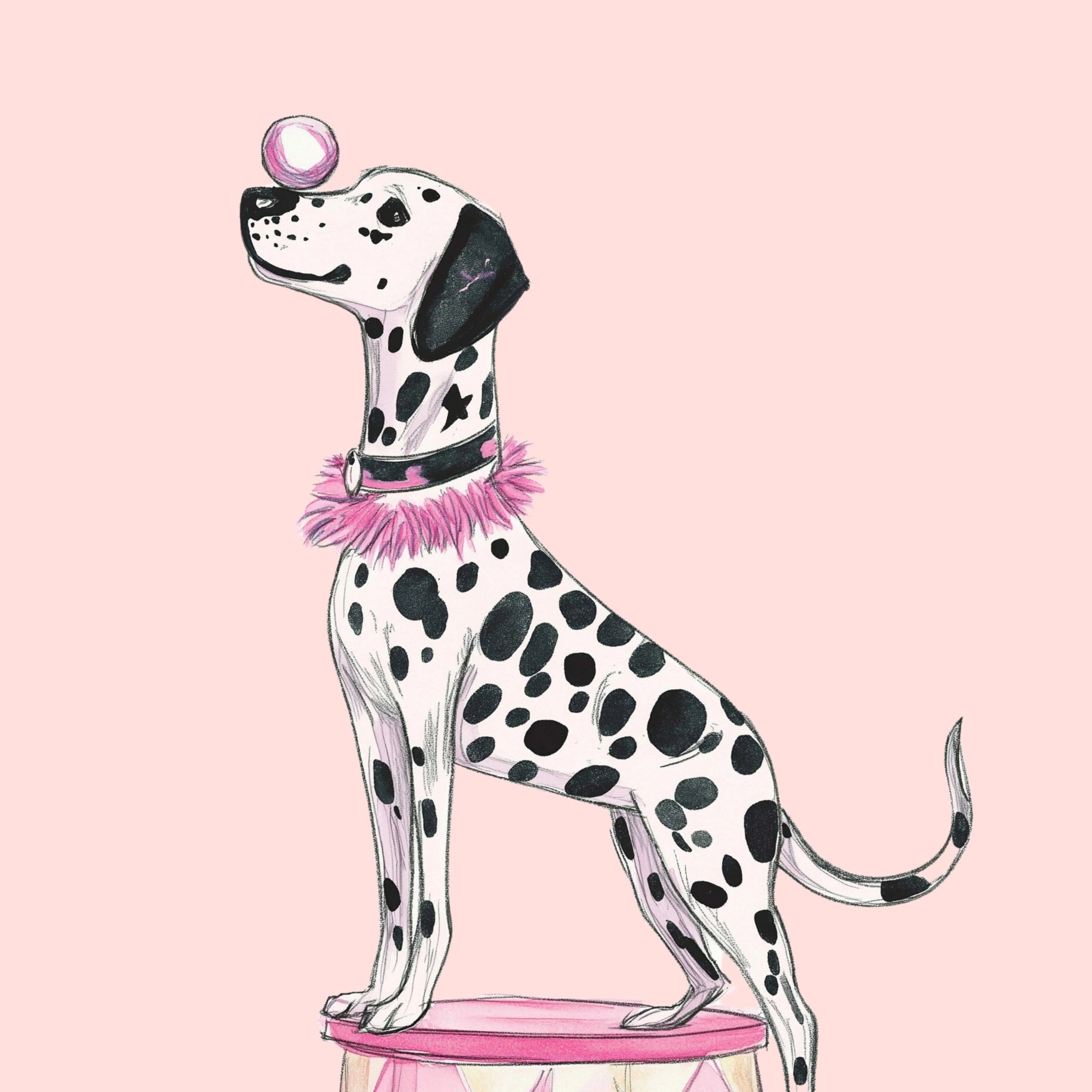 Dalmatian Circus Wall Art - Pink Dog Room Decor