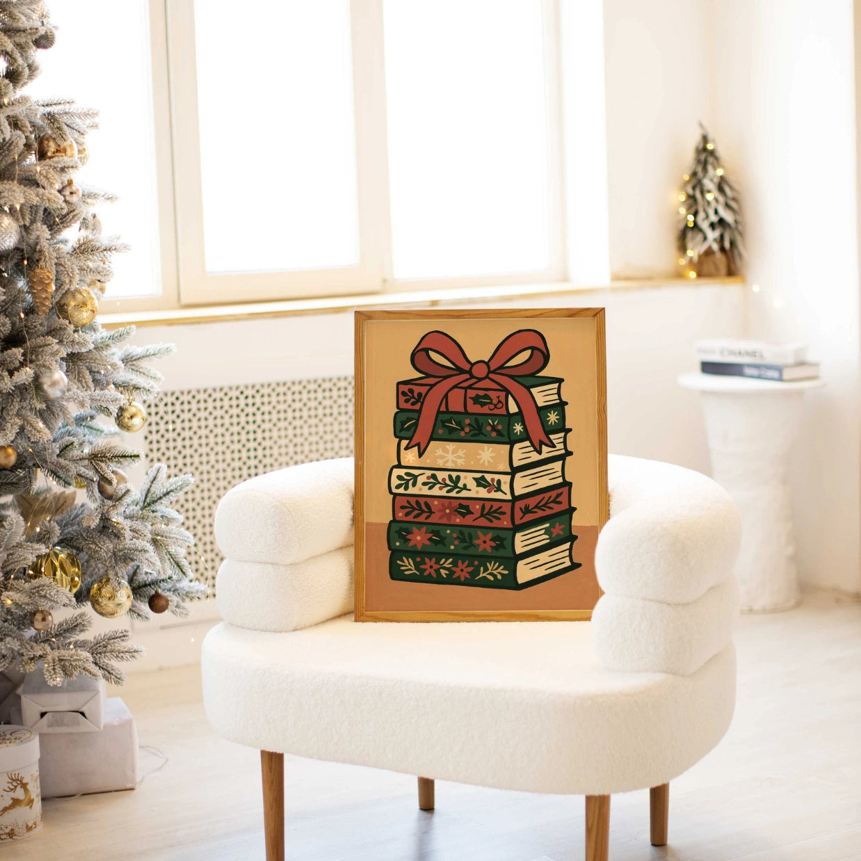 Arte murale con libri di Natale