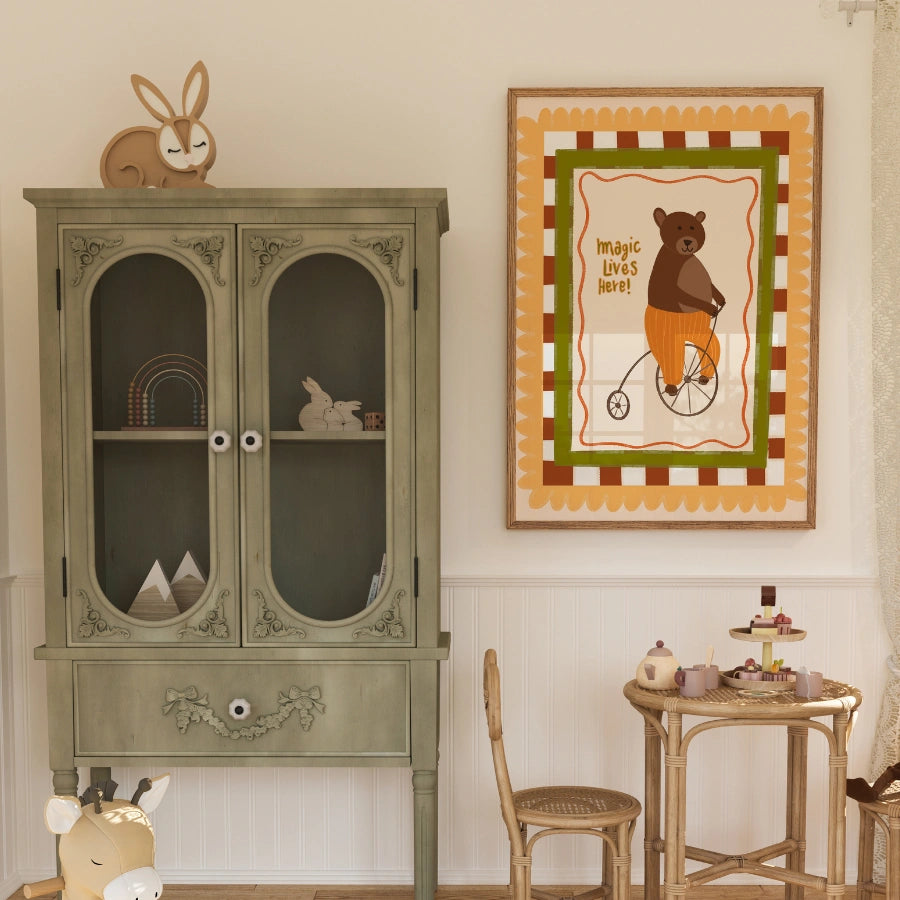 Circus Bear Nursery Print - Cute Animal Wall Art for Kids Room