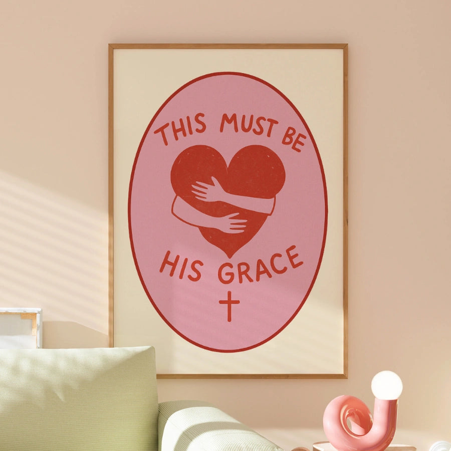 His Grace Wall Art – Stampa d'amore cristiano, decorazione con citazioni bibliche