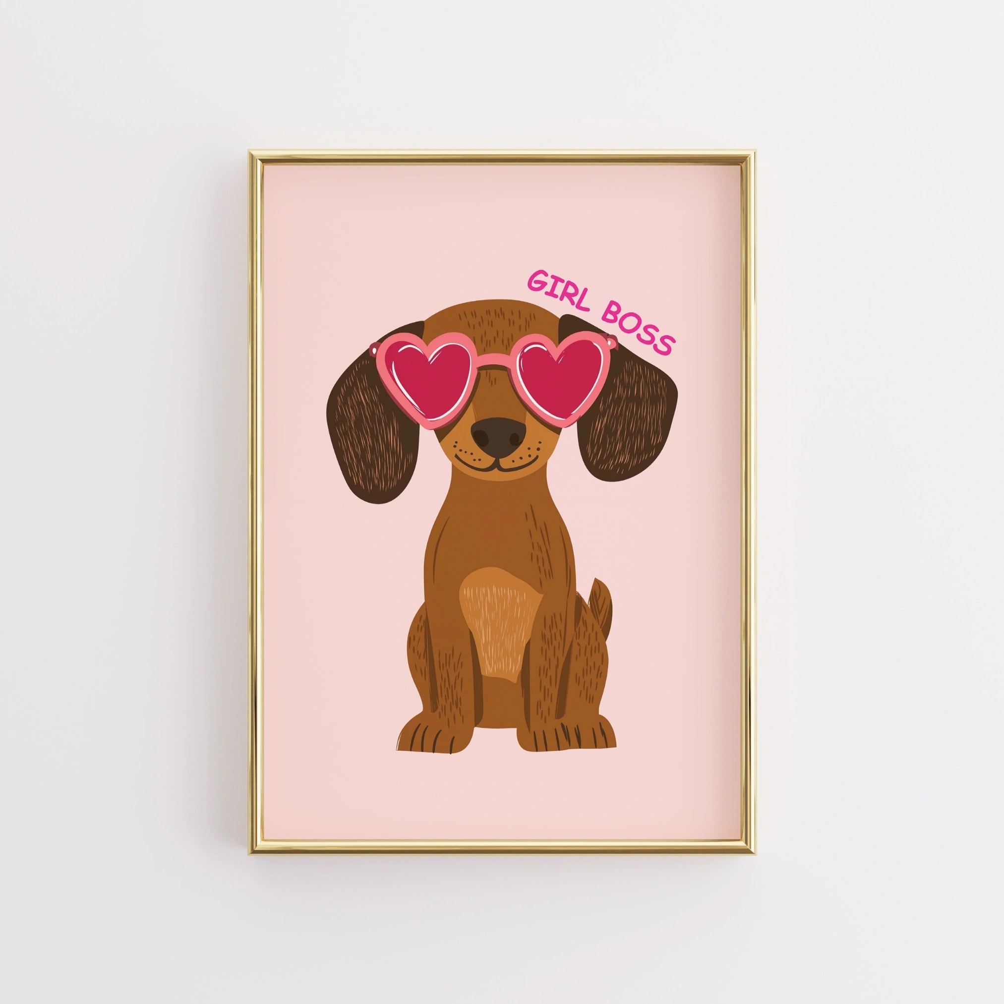Girl Boss Dog Wall Art - Pink Puppy Poster