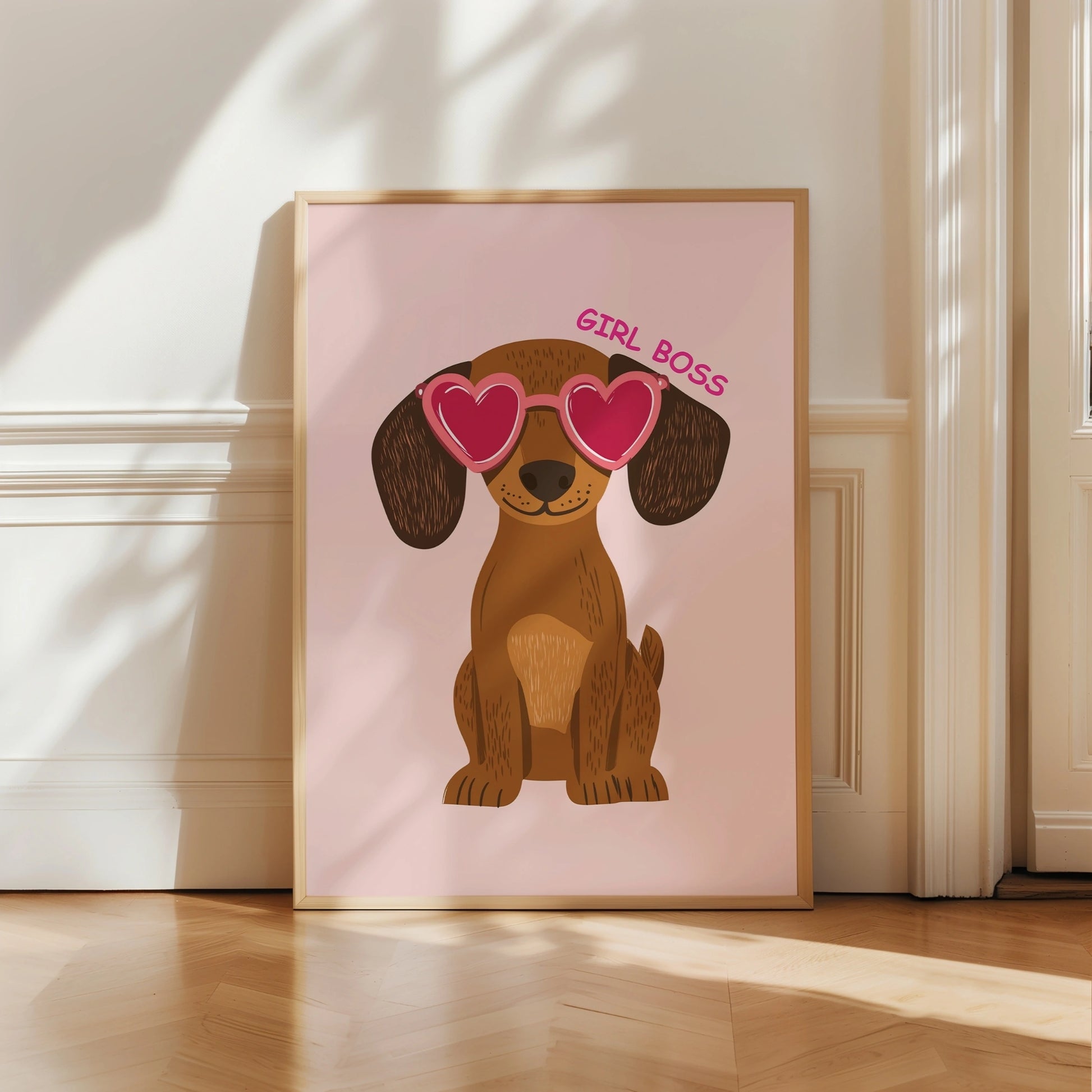 Girl Boss Dog Wall Art - Pink Puppy Poster