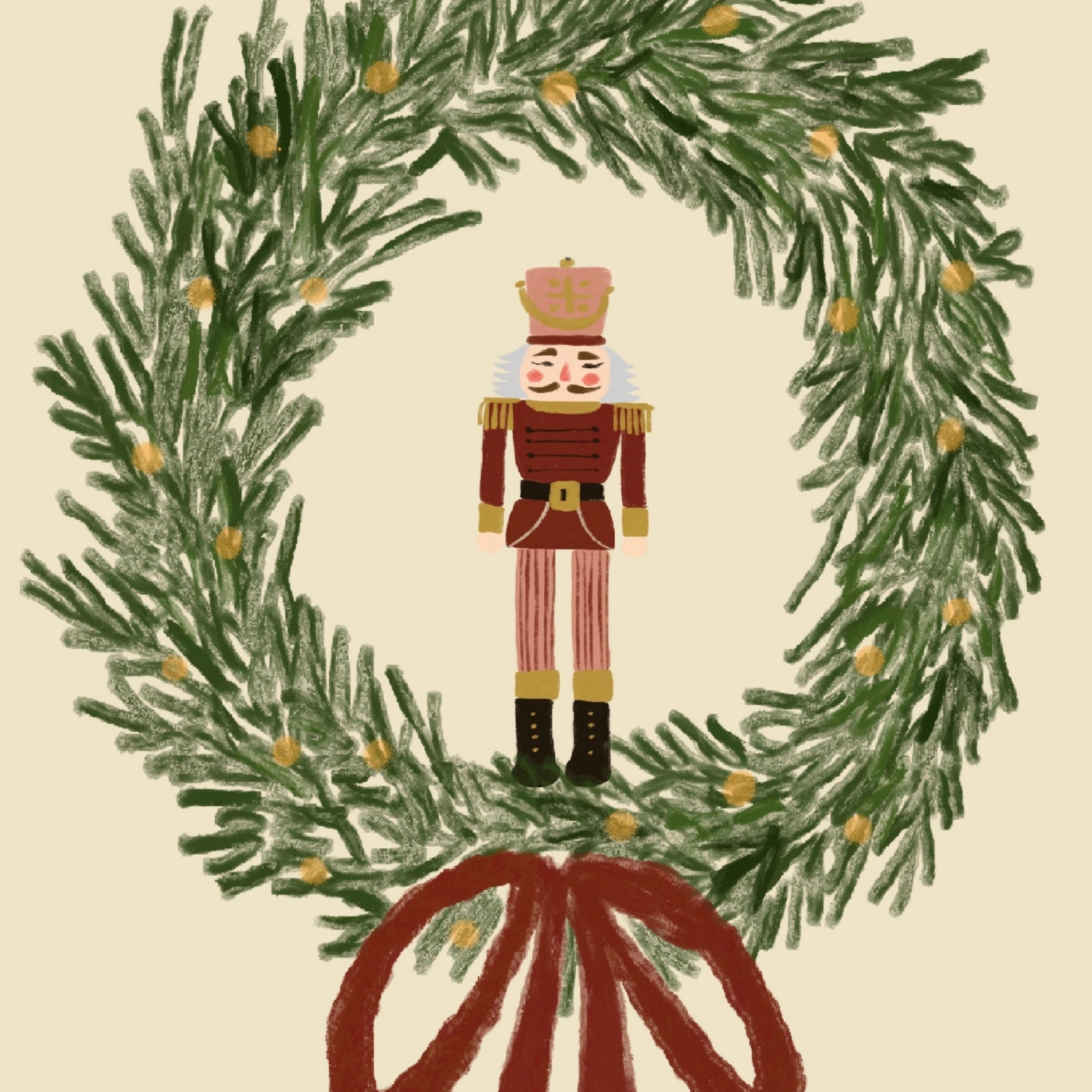 Nutcracker Christmas Wreath Print