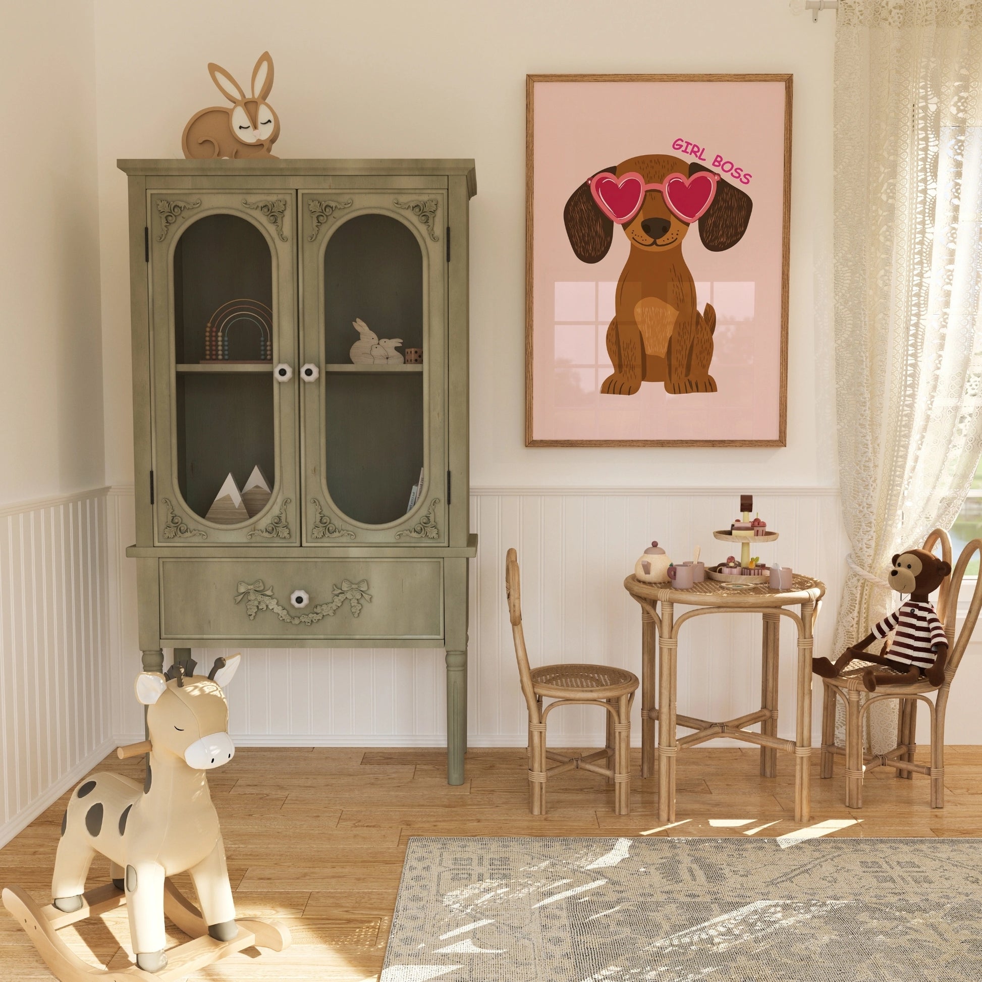 Girl Boss Dog Wall Art - Pink Puppy Poster