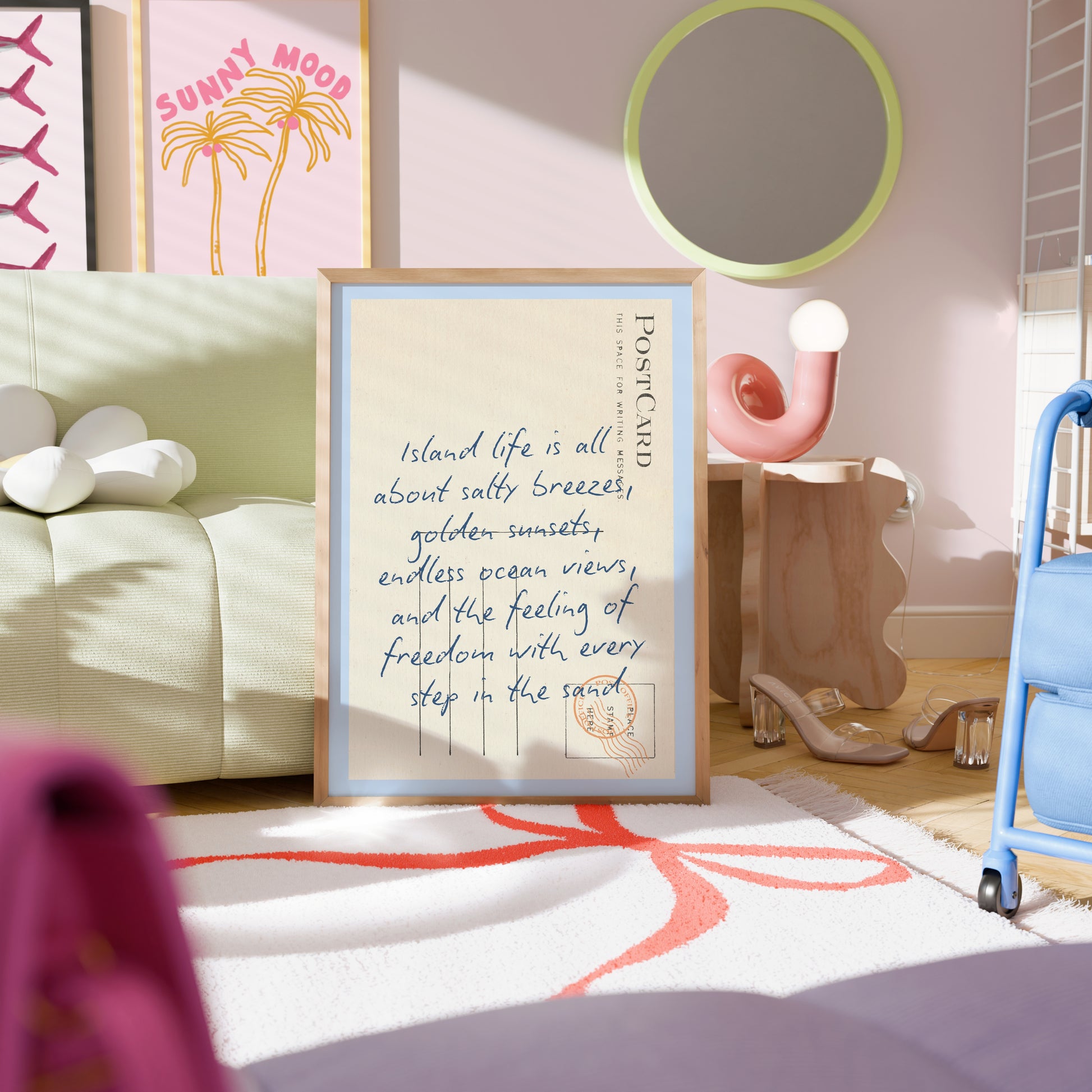 Summer postcard Wall Art - Trendy Coastal Print