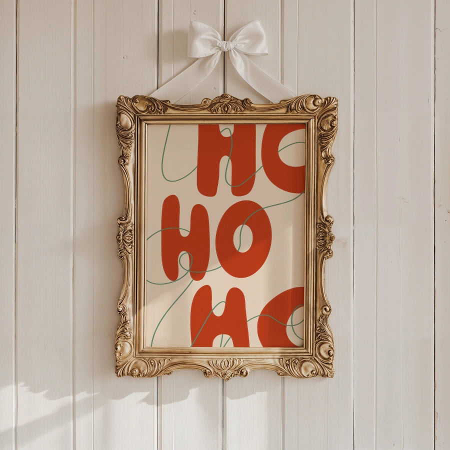 Modern HO HO HO Christmas Wall Art – Bold Minimal Holiday Typography