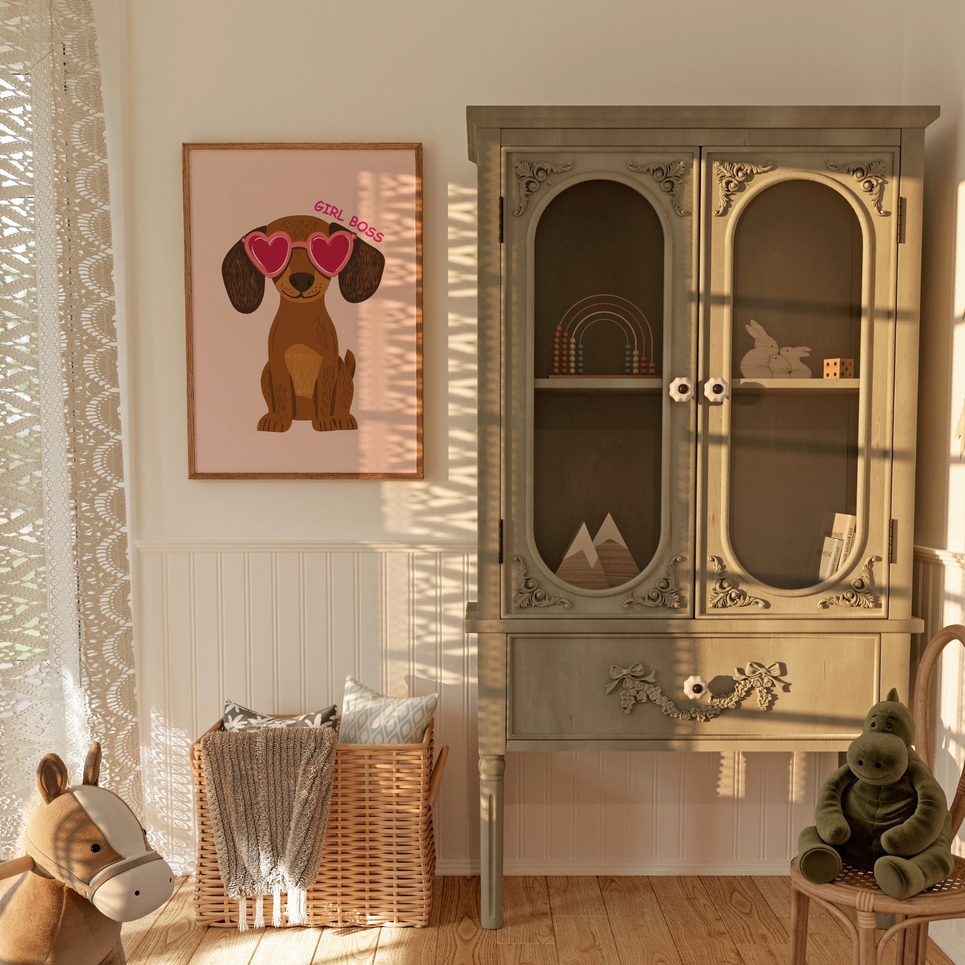 Girl Boss Dog Wall Art - Pink Puppy Poster