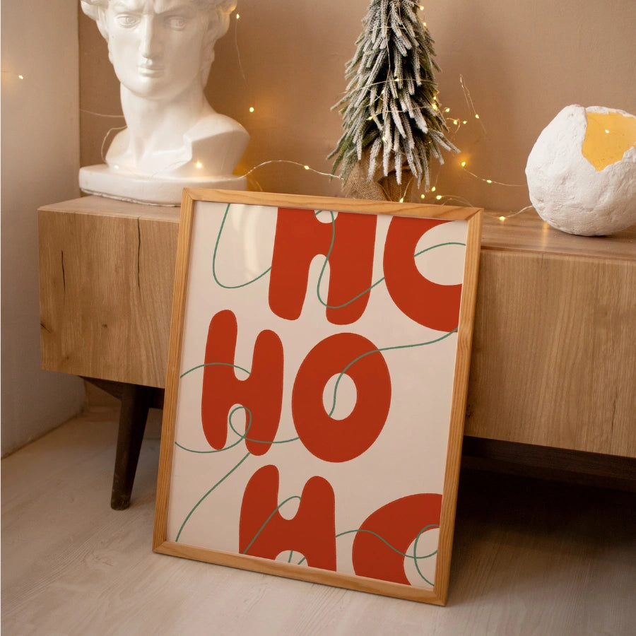 Modern HO HO HO Christmas Wall Art – Bold Minimal Holiday Typography