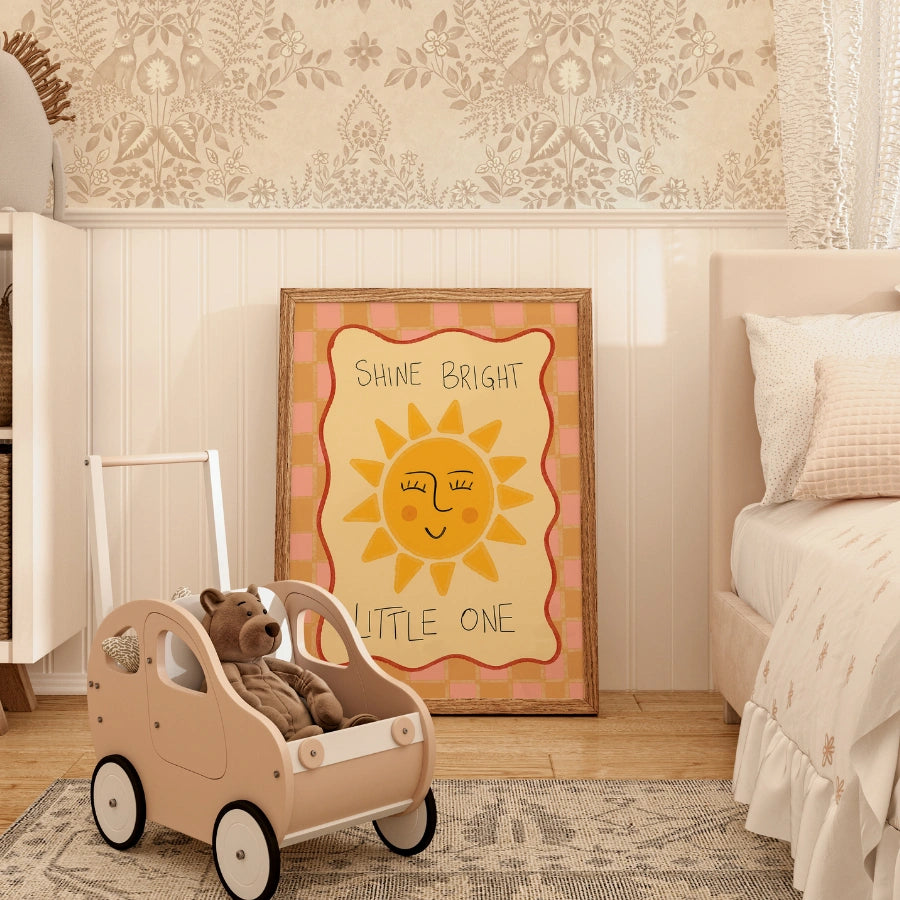 Sunshine Nursery Print - Shine Bright Little One Wall Art
