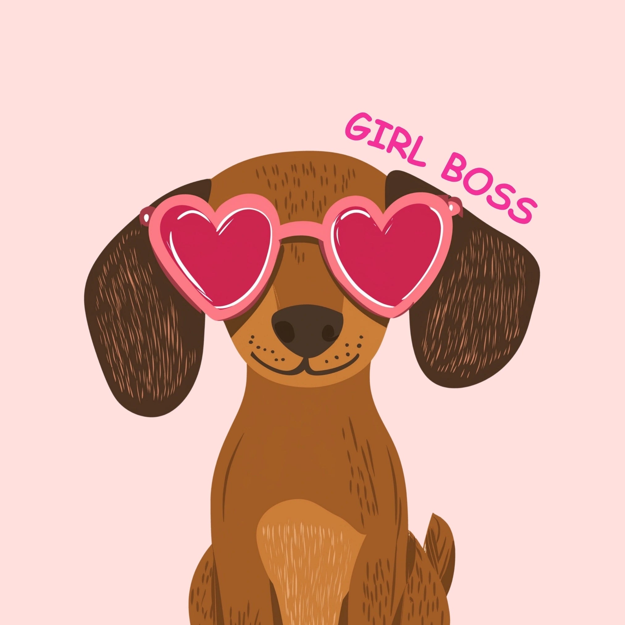 Girl Boss Dog Wall Art - Pink Puppy Poster