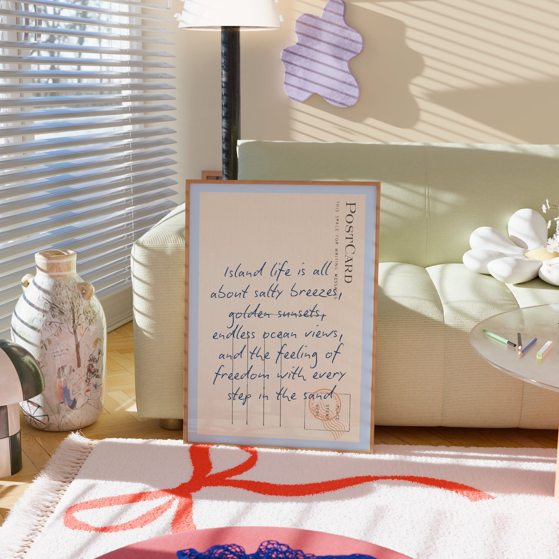 Summer postcard Wall Art - Trendy Coastal Print