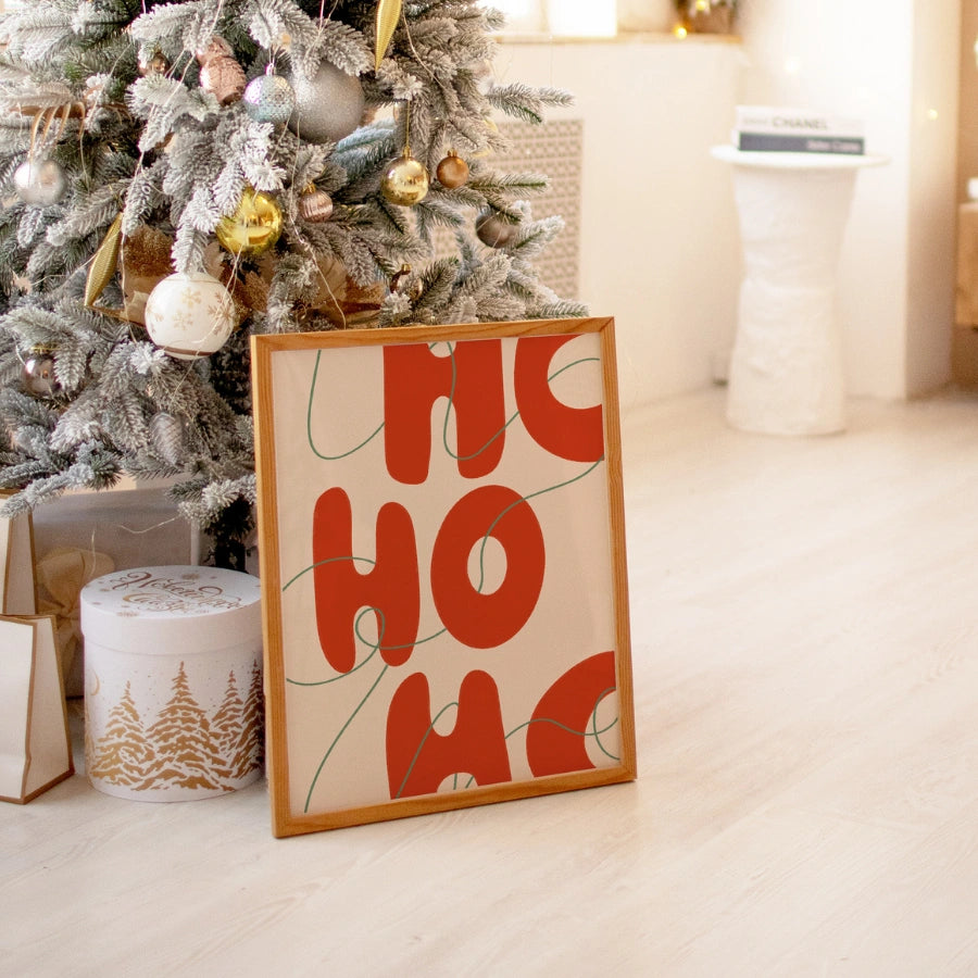 Modern HO HO HO Christmas Wall Art – Bold Minimal Holiday Typography