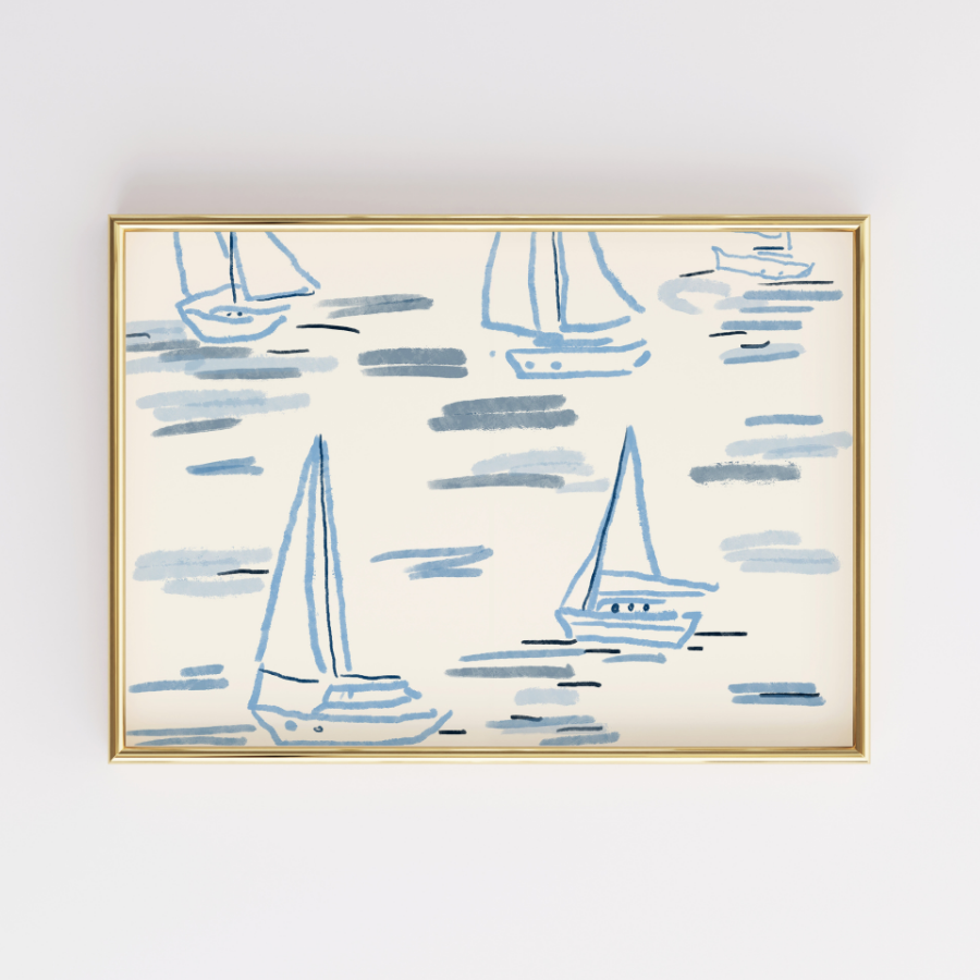 Sailboat Coastal Print – Nautical Summer Wall Art