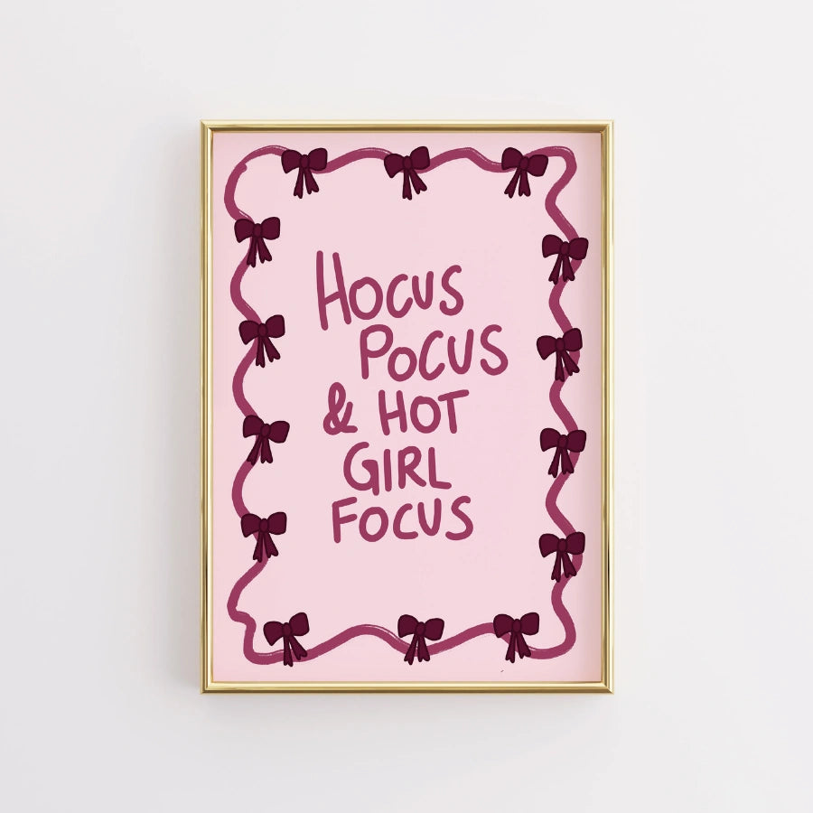 Hocus Pocus & Hot Focus Print – Pink Halloween Wall Art