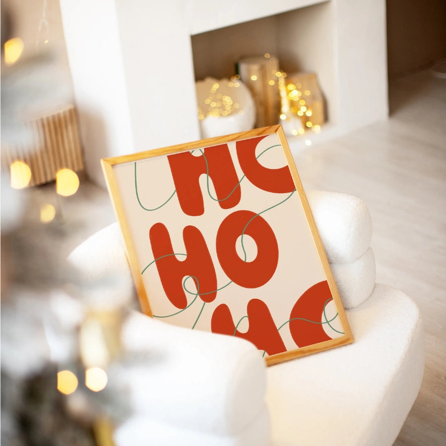 Modern HO HO HO Christmas Wall Art – Bold Minimal Holiday Typography