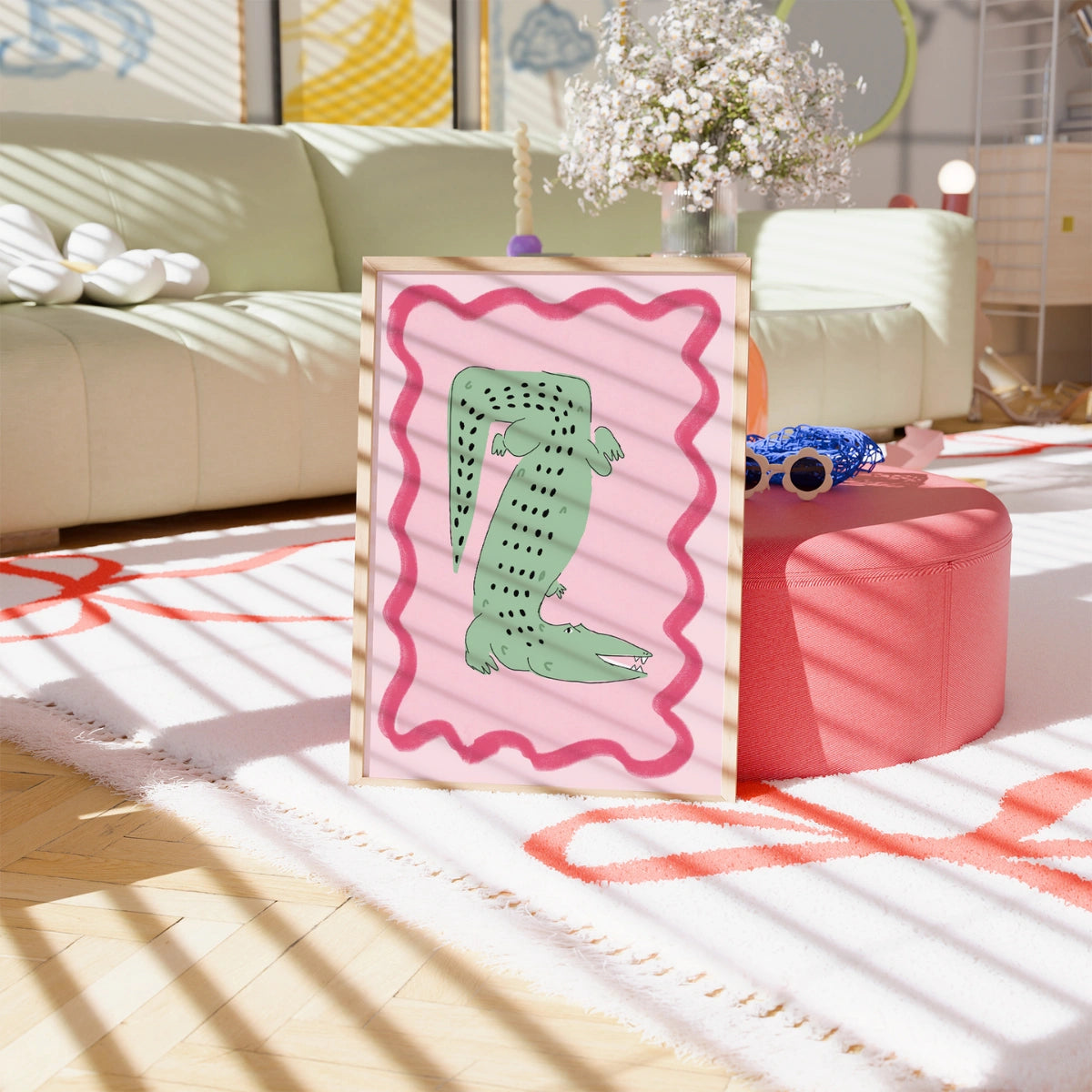 Krokodil-Wandbild - Lustiges Poster mit tropischen Tieren