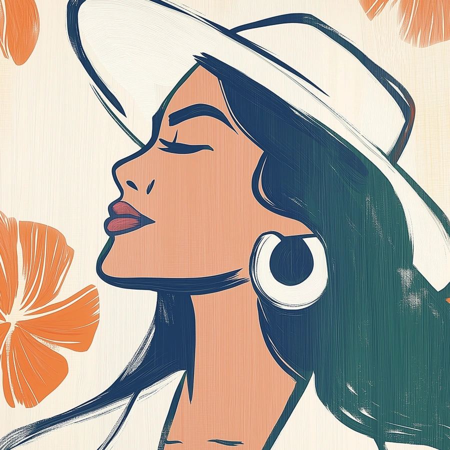 Confident Muse Boho Wall Art – Ritratto di linea ispirato all'estate 