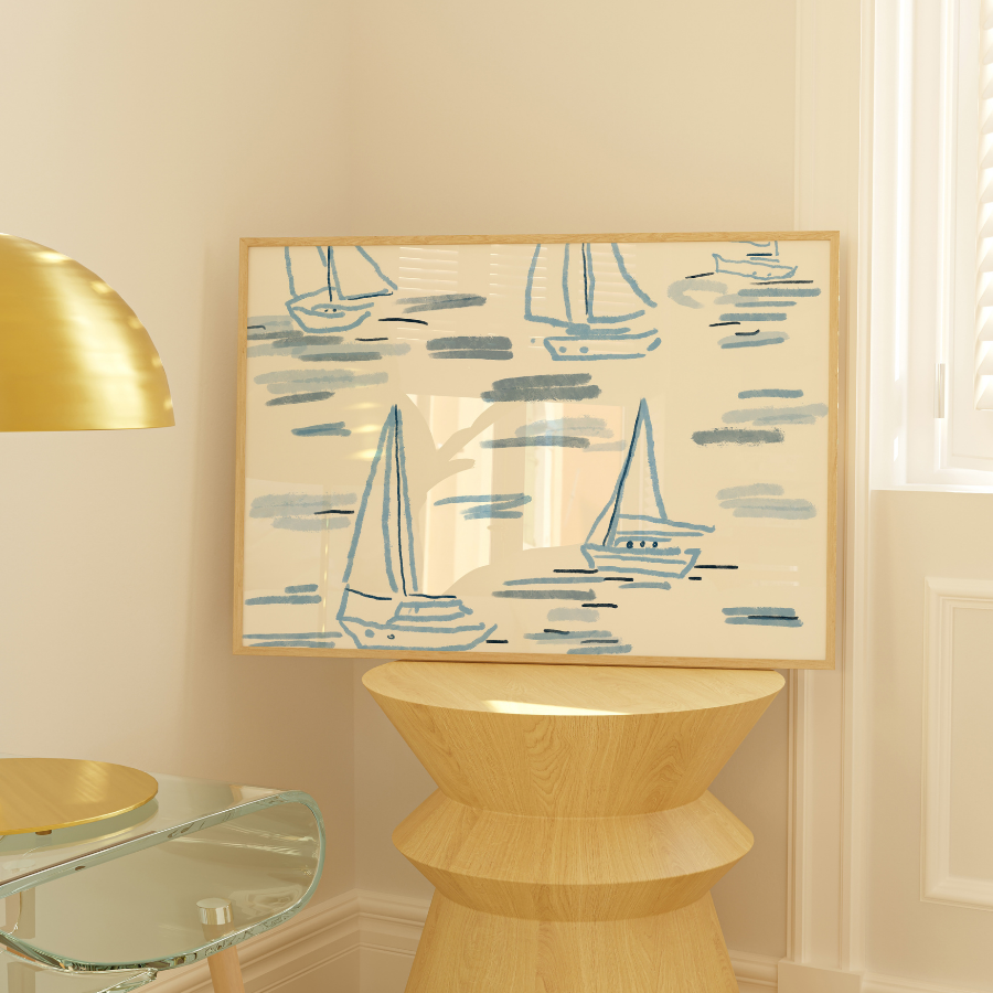 Sailboat Coastal Print – Nautical Summer Wall Art