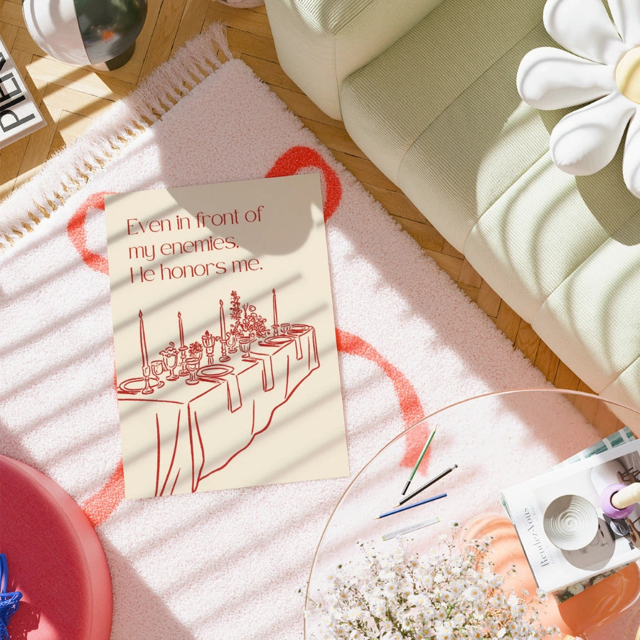 „Er ehrt mich“ – Bibelvers-Druck – Tischdekoration für christliche Feinde