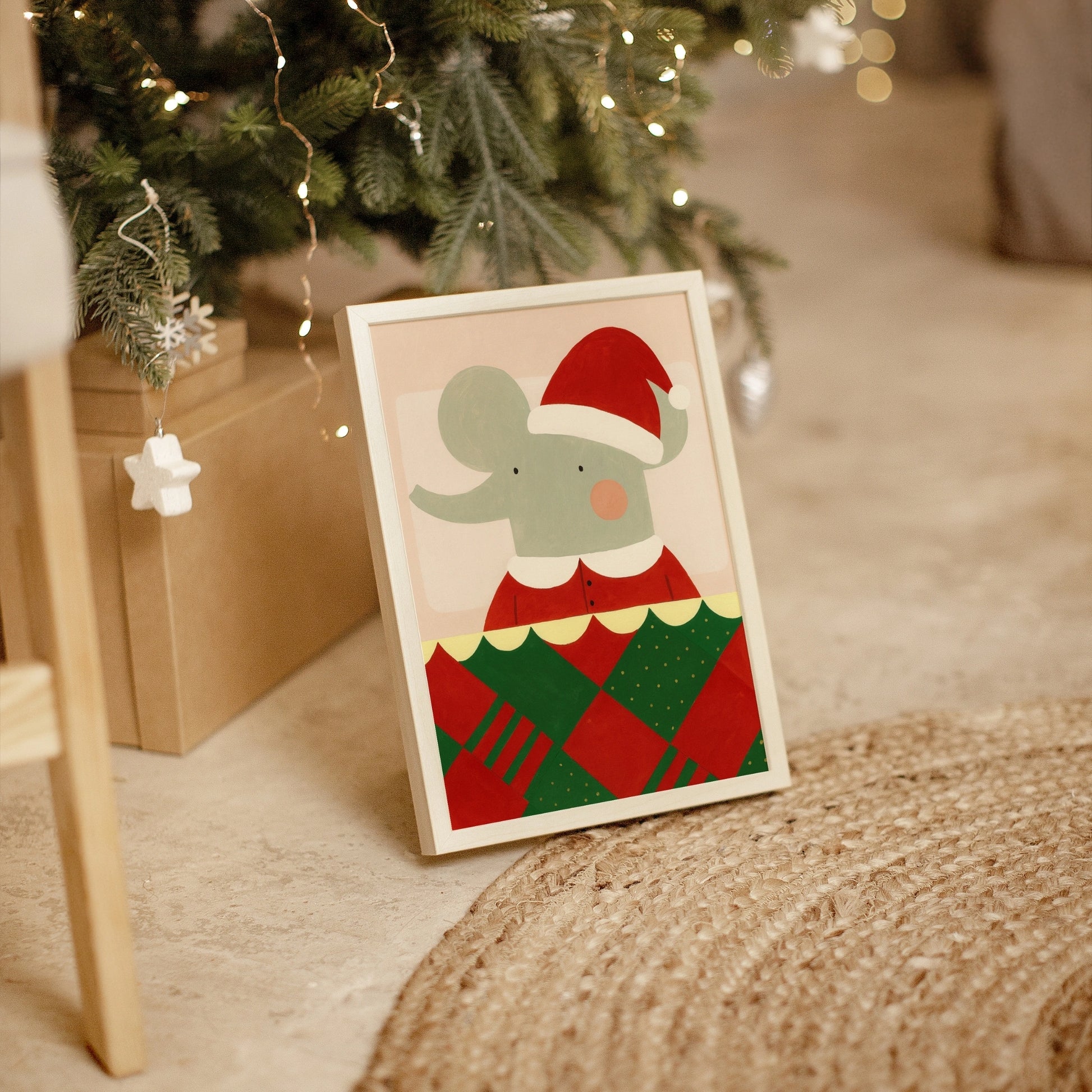 Elephant Christmas Wall Art