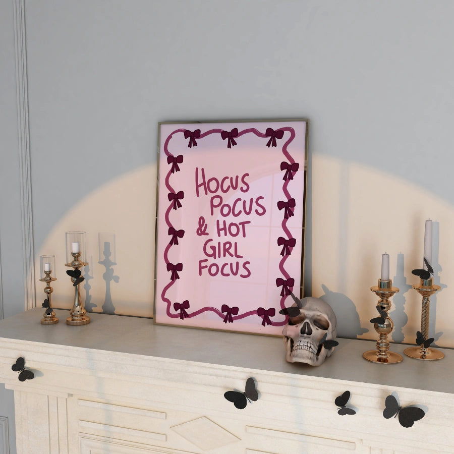 Hocus Pocus & Hot Focus Print – Pink Halloween Wall Art