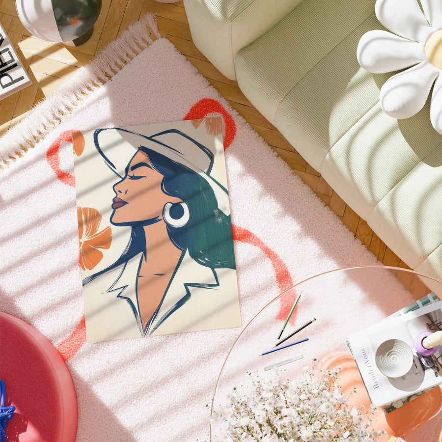 Confident Muse Boho Wall Art – Ritratto di linea ispirato all'estate 